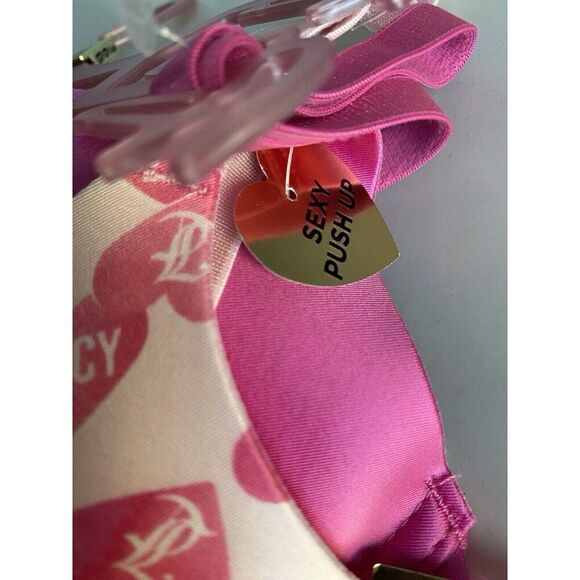 2 Pack Juicy Couture Bra Sz 36B SEXY Push Up JC7888 Hearts Valentines Pink NEW - Picture 4 of 10